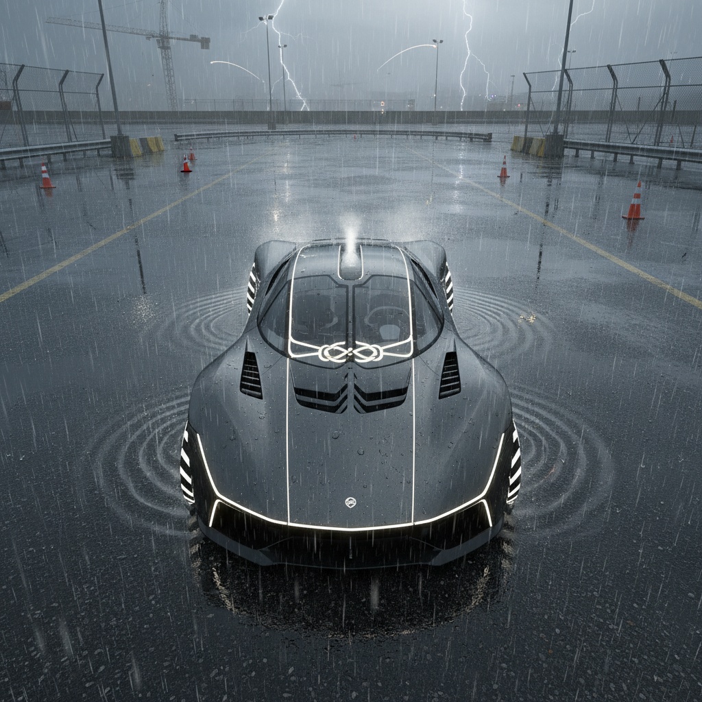 Rain-soaked top-down hypercar with paradox physics