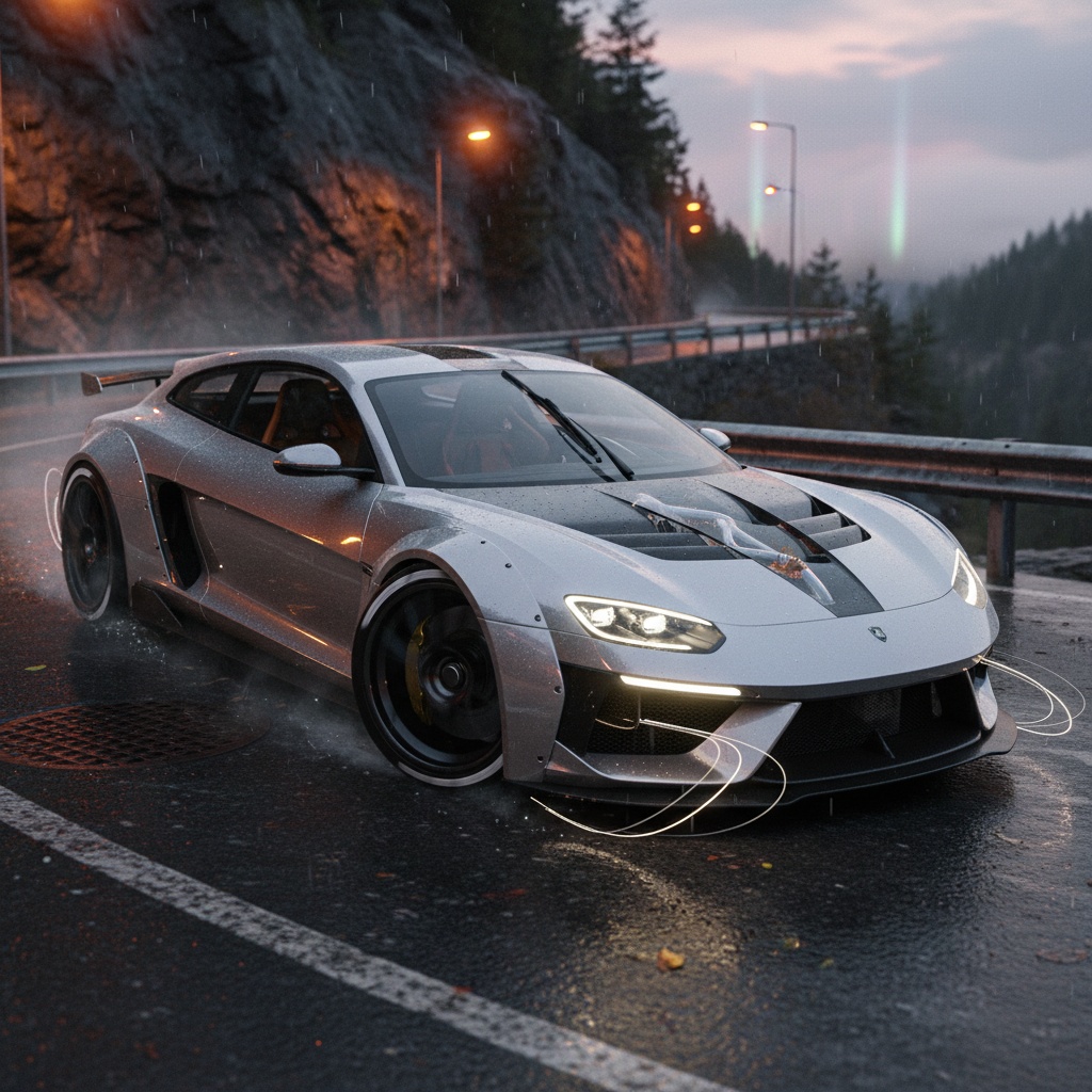 Impossible Möbius supercoupe at wet mountain apex